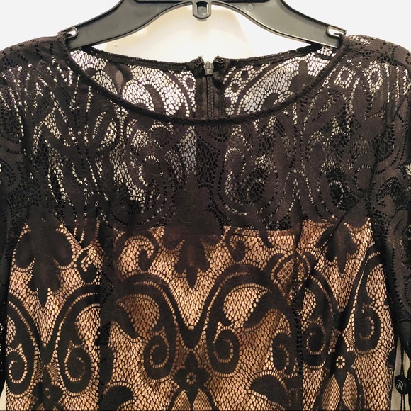 Adrianna Papell Black Lace Sleeve Dress NWT 4P 12 - Picture 4 of 8